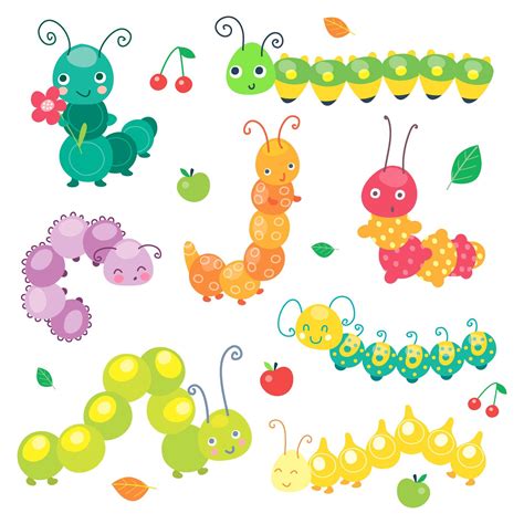 Cartoon Caterpillar Vector Cute Set By Nesterovas Shop Thehungryjpeg