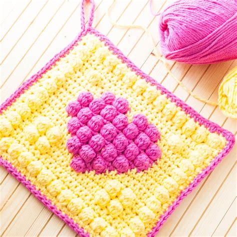 Crochet Bobble Heart Potholder You Should Craft