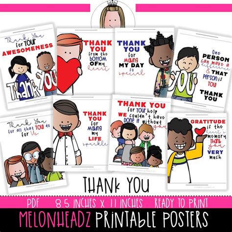 Thank You Posters Printable Melonheadz Illustrating