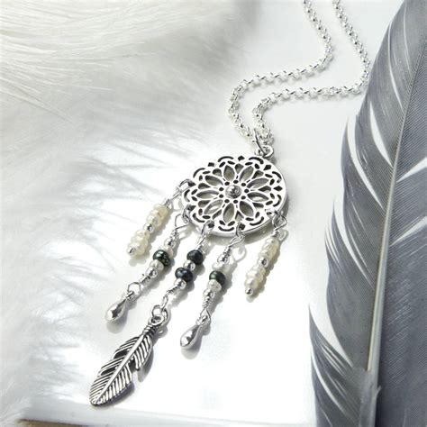 Sterling Silver And Pearl Dream Catcher Necklace By Martha Jackson