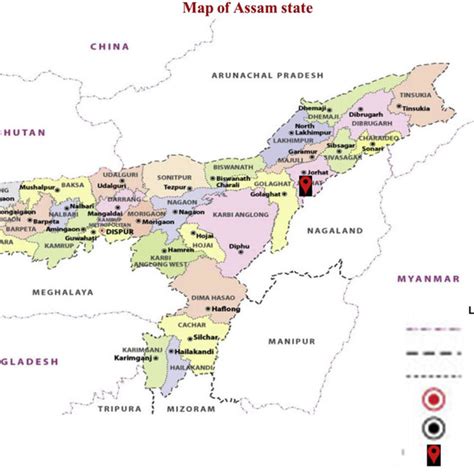 Geographical Map Of Assam Showing The International Boundaries State