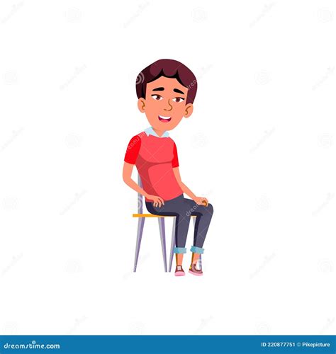 Smiling Girl Sitting On Chair Talking With Expression Cartoon Vector