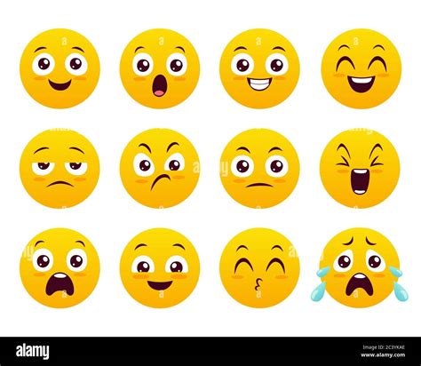 Emoticons Icons Set Classic Yellow Emojis Isolated On White Background