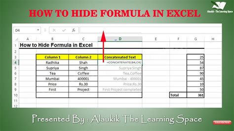 Hide Formula In Excel How To Hide Formula In Excel Youtube