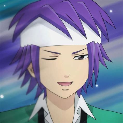 An Anime Character With Purple Hair Wearing A Green Jacket And White