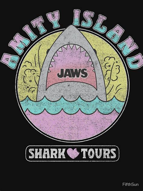 Jaws Amity Island Shark Tours Neon Retro Poster T Shirt Von Fifthsun