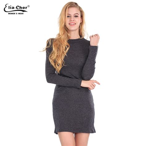 Women Long Sweater Dress Autumn Winter Dress Eliacher Brand Plus Size