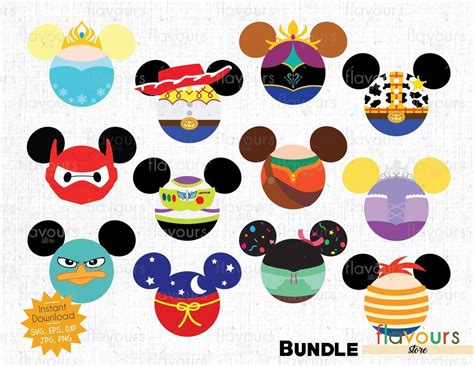 Disney Characters Ears Bundle Cuttable Design Files Disney
