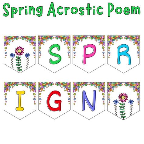 Spring Acrostic Poems Poetry Writing Bulletin Board Decoration Made