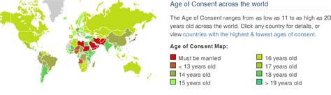 Age Of Consent Around The World Map Map