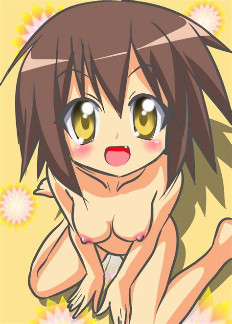 Rule 34 Above View Blush Breasts Brown Hair Cute Fang Female Female