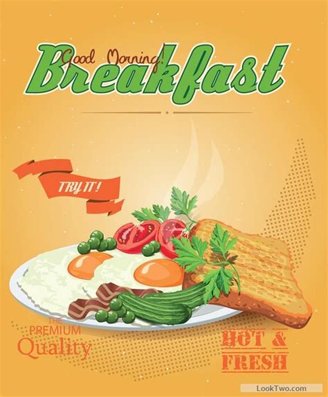 Vector Retro Breakfast Poster Design Graphic 03 Free Vector Download