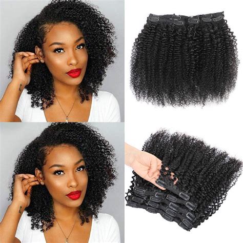 Kinky Curly Clip In Hair Extensions For Black Women Human Hair Urbeauty Inch Curly Hair