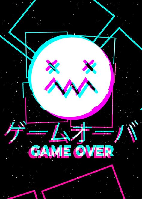 Japanese Glitch Game Over Poster By Stefanart Displate