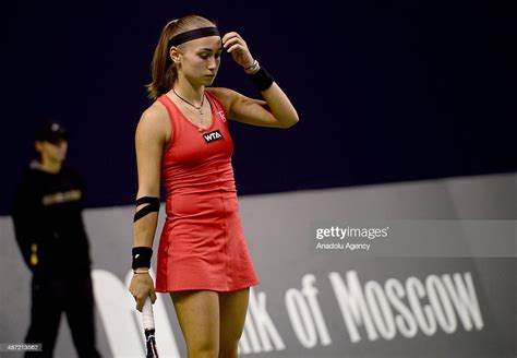 Aleksandra Krunic Of Serbia Reacts During The Women Single Tennis