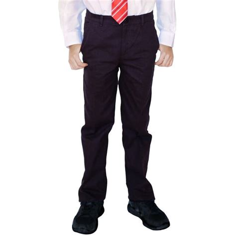 Boys Classic Fit Organic Cotton School Trousers Black 11yrs Plus
