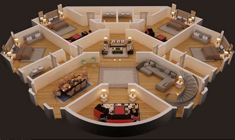 3d Floor Plan Of First Floor Luxury House Cgtrader