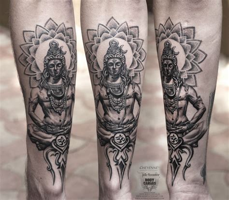 Indian God Lord Shiva Tattoo In Mandala Lotus Design Shiva Tattoo