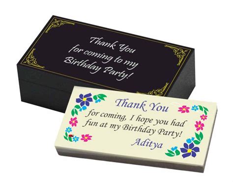 Customize the chocolate pieces with any kind of design and let them show your appreciation for the guests. Pin on Birthday Return Gifts