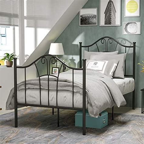 Mecor Metal Twin Xl Bed Frame Platform Bed With Curved Steel Headboard