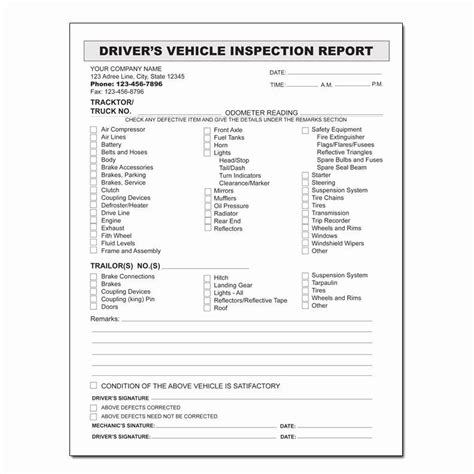 Drivers Vehicle Inspection Report Template Car Mainte Vrogue Co