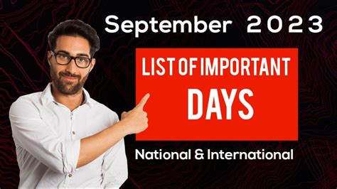 September 2023 List Of Important National And International Days