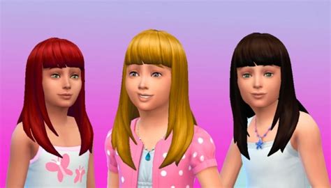 Mystufforigin Long Straight Bangs For Girls Sims 4 Hairs