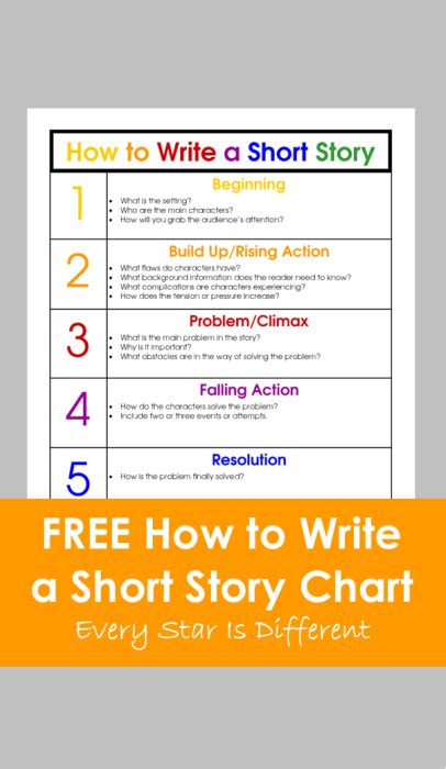 How To Write A Short Story Chart Free Printable Every Star Is Different