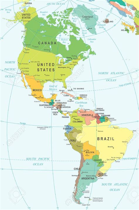 Mapa De America Del Norte Y Del Sur