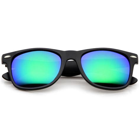 Matte Finish Color Mirror Lens Large Square Horn Rimmed Sunglasses 55mm Horn Rimmed Mirror