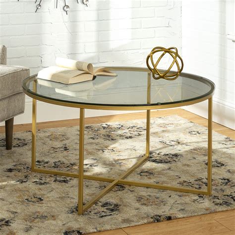 Daisy Glass Gold Round Coffee Table By Desert Fields