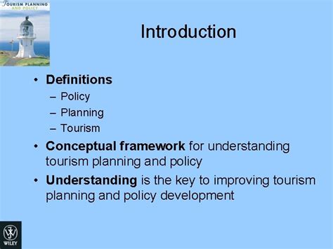 Introduction Definitions Policy Planning Tourism Conceptual Framework For