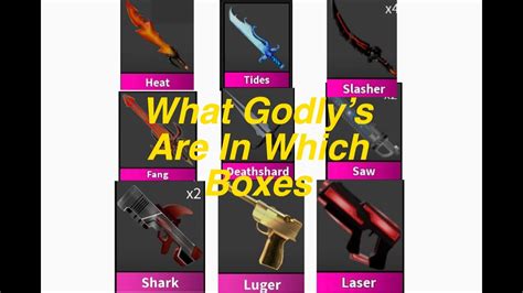 Crates (also known as boxes) are a feature in murder mystery 2 that can be found in the shop. What Godly's Are In Which Boxes?!?!? Murder Mystery 2 ...