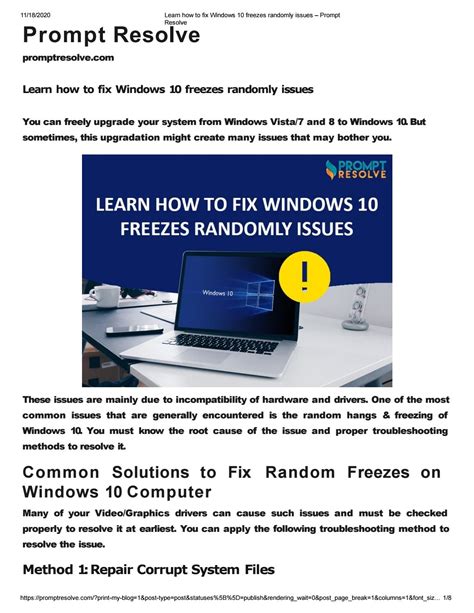 Learn How To Fix Windows 10 Freezes Randomly Issues By June Reeve Issuu