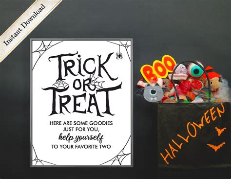 Trick Or Treat Yourself Sign Halloween Printable Sign Etsy