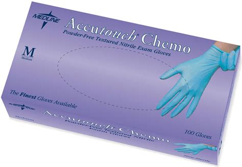 Medline Mds192085h Accutouch Chemo Nitrile Exam Gloves Nitrile Blue Glove Beaded Cuff Medium