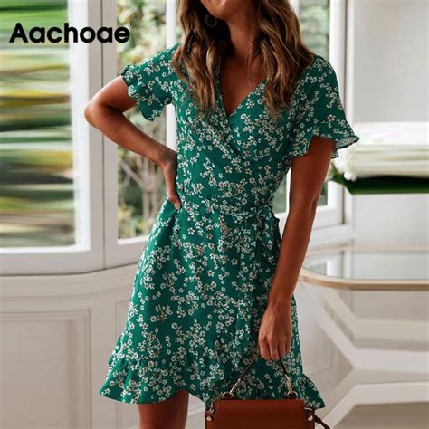 For Sale Aachoae Women Dresses Summer 2020 Sexy V Neck Floral Print