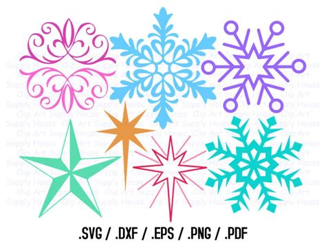 Snowflake Svg Files Clipart Snowflakes For Vinyl Cutters Etsy