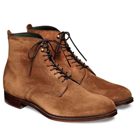 Handmade Mens Ankle High Suede Boot Mens Brown Color Lace Up Boot