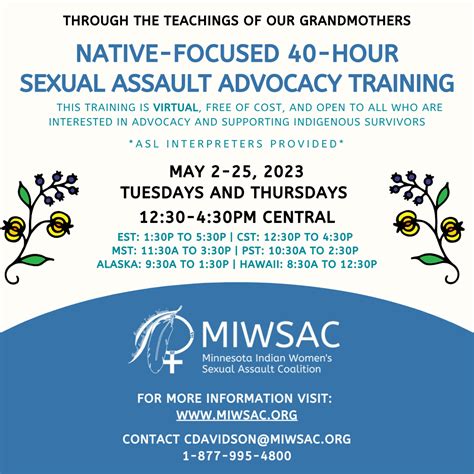 native focused 40 hour sexual assault advocacy training minnesota indian women s sexual