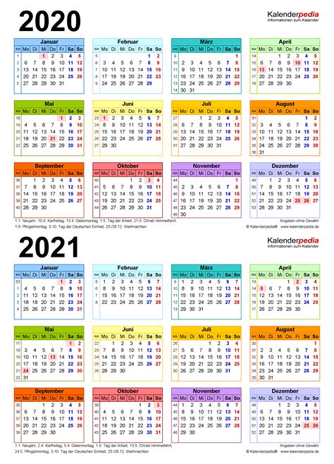 2021 yearly printable calendars in microsoft word, excel and pdf. Zweijahreskalender 2020 und 2021 als Word-Vorlagen zum ...