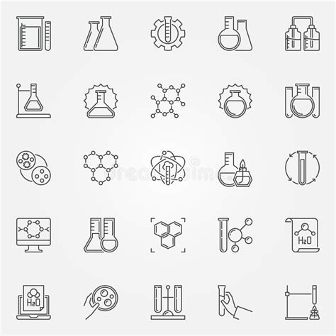 Chemistry Outline Icons Set Chemical Engineering Vector Signs Stock