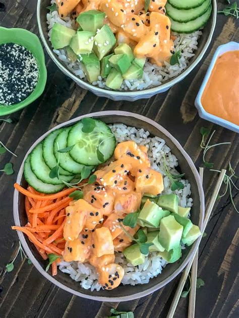 California Roll Sushi Bowls With Peanut Butter On Top