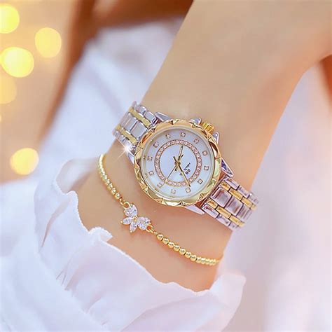 anself women fashion watch metal case band analog wrist watch glittering diamond quartz watch