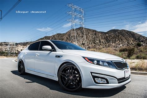 Nice White Kia Optima Sits Well On Matte Black Blaque Diamond Rims