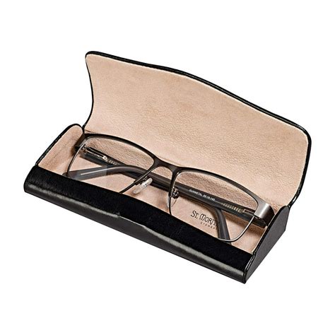 glasses case for men and women hard eyeglass case w magnetic closure in faux leather brown