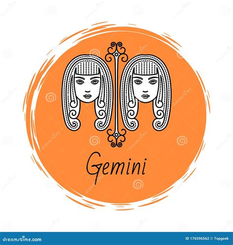 Gemini Zodiac Sign of Twins, Horoscope Astrology Stock Vector
