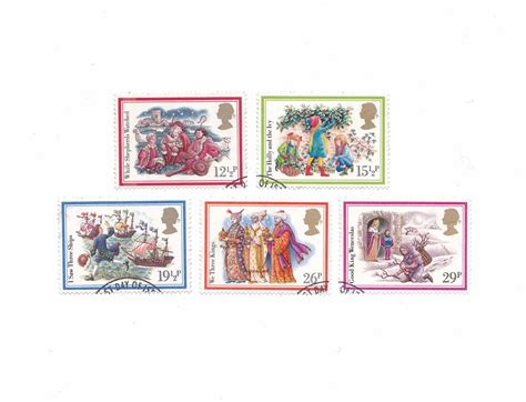1982 Christmas Carols Old Used Postage Stamps Holly Ivy Etsy