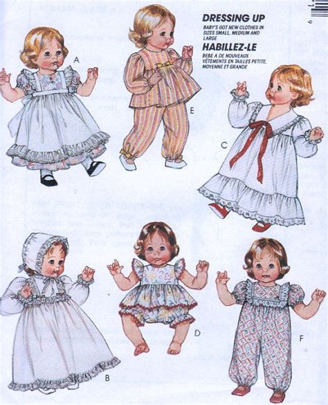 Vintage Baby Doll Clothes Sewing Pattern Dolls Wardrobe In 3 Sizes