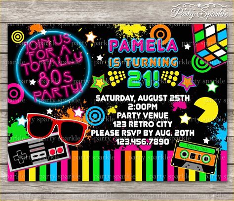 90s Party Invitations Template Free Of Printable Totally 80s Retro